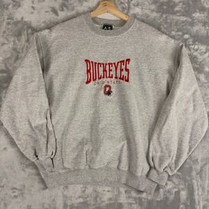 Vintage Ohio State Buckeyes Crew Neck Pullover Sweatshirt Large Gray AS Sports